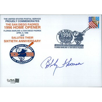 Bobby Thomson Signed 1996 USPS San Diego Padres Home Opener 5x7 Card JSA Authen Bobby Thomson Signed 1996 USPS San Diego Padres Home Opener 5x7 Card JSA Authen