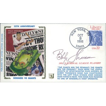 Bobby Thomson Signed Dodgers Giants First Day Issue Cachet JSA Authenticated