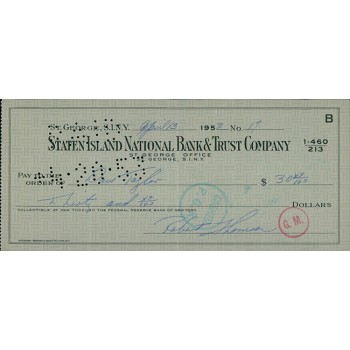 Bobby Thomson Signed Cancelled Check JSA Authenticated Bobby Thomson Signed Cancelled Check JSA Authenticated