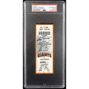 Bobby Thomson San Francisco Giants Signed Game Ticket PSA Authenticated