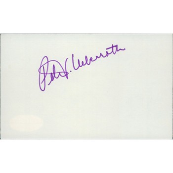 Peter Ueberroth MLB Commissioner Signed 3x5 Index Card JSA Authenticated