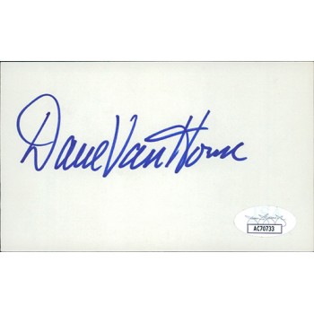 Dave Van Horne Broadcaster Signed 3x5 Index Card JSA Authenticated