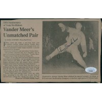 Johnny Vander Meer Cincinnati Reds Signed 5.5x6.5 Cut Page JSA Authenticated Johnny Vander Meer Cincinnati Reds Signed 5.5x6.5 Cut Page JSA Authenticated