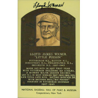 Lloyd Waner Signed Hall of Fame Cooperstown Plaque Postcard JSA Authenticated