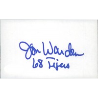 Jon Warden Detroit Tigers Signed 3x5 Index Card JSA Authenticated