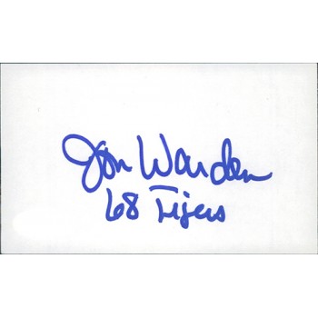 Jon Warden Detroit Tigers Signed 3x5 Index Card JSA Authenticated