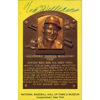 Ted Williams Red Sox Signed HOF Cooperstown Plaque Postcard JSA Authenticated