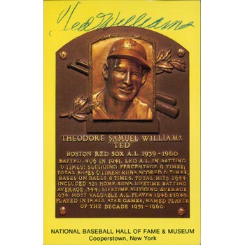 Ted Williams Red Sox Signed HOF Cooperstown Plaque Postcard JSA Authenticated