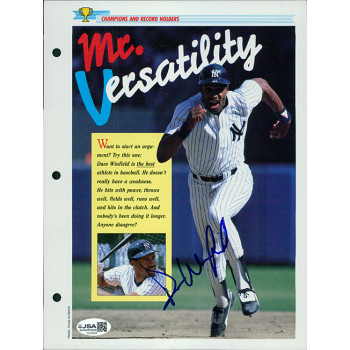 Dave Winfield New York Yankees Signed 7.5x10 Photo Page JSA Authenticated