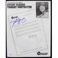 Steve Yeager Signed Throat Protector 8.5x11 Flyer JSA Authenticated