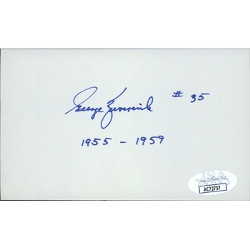 George Zuverink Baltimore Orioles Signed 3x5 Index Card JSA Authenticated
