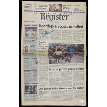 Jim Abbott New York Yankees Signed No-Hitter Newspaper JSA Authenticated