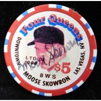 Moose Skowron Yankees Dodgers Signed Four Queens Vintage $5 Poker Chip JSA Authenticated