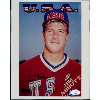 Jim Abbott Team USA Signed 8x10 Glossy Photo JSA Authenticated Damaged