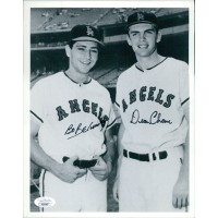 LA Angels Dean Chance Bo Belinsky Signed 8x10 Cardstock Photo JSA Authenticated