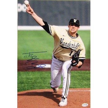 Tyler Beede Vanderbilt Commodores Signed 12x18 Glossy Photo JSA Authenticated
