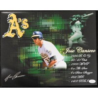 Jose Canseco Oakland Athletics Signed 11x14 Matte Photo JSA Authenticated