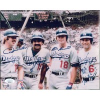 Los Angeles Dodgers Cey Lopes Garvey Russel Signed 8x10 Glossy Photo JSA Authen
