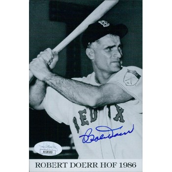 Bobby Doerr Boston Red Sox Signed 4x6 Cardstock Photo JSA Authenticated