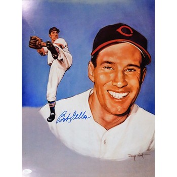 Bob Feller Cleveland Indians Signed 16x20 Card Stock Photo JSA Authenticated