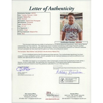 Nelson Fox Texas Rangers Signed 3.5x5 Matte Photo JSA Authenticated