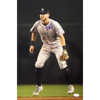 Garrett Hampson Colorado Rockies Signed 12x18 Glossy Photo JSA Authenticated