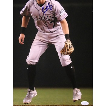 Garrett Hampson Colorado Rockies Signed 12x18 Glossy Photo JSA Authenticated