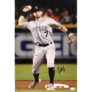 Garrett Hampson Colorado Rockies Signed 12x18 Glossy Photo JSA Authenticated