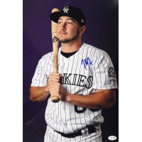 Garrett Hampson Colorado Rockies Signed 12x18 Glossy Photo JSA Authenticated