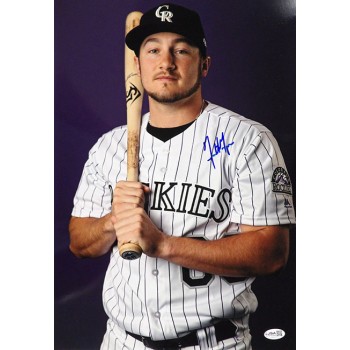 Garrett Hampson Colorado Rockies Signed 12x18 Glossy Photo JSA Authenticated