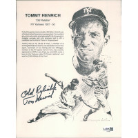 Tommy Henrich New York Yankees Signed 8.5x11 Lithograph Photo JSA Authenticated
