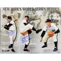 Don Larsen, Johnny Podres & Dusty Rhodes Signed New York Heroes 16x20 Photo JSA Authenticated