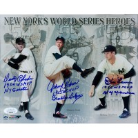 Don Larsen, Johnny Podres & Dusty Rhodes Signed New York Heroes 8x10 Photo JSA
