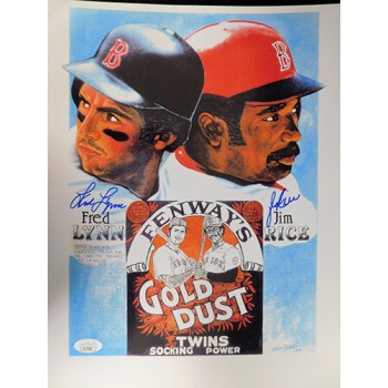Boston Red Sox Fred Lynn and Jim Rice Signed 11x14 Photo JSA Authenticated