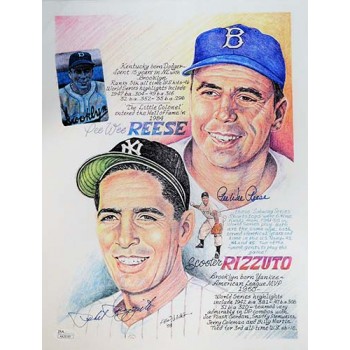 Pee Wee Reese and Phil Rizzuto Signed 11x14 Lithograph JSA Authenticated