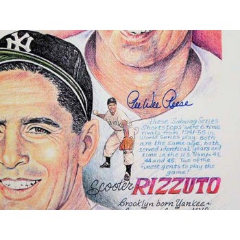 Pee Wee Reese and Phil Rizzuto Signed 11x14 Lithograph JSA Authenticated