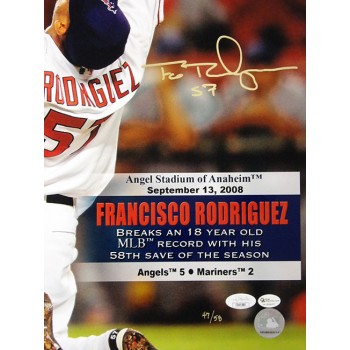 Francisco Rodriguez Los Angeles Angels Signed 16x20 Glossy Photo JSA Authentic
