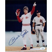 Pete Rose Cincinnati Reds Signed 8x10 Glossy Photo JSA Authenticated