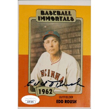 Edd Roush Cincinnati Reds Signed 4x6 Glossy Photo JSA Authenticated