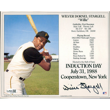 Willie Stargell Pittsburgh Pirates Signed 8x10 Cardstock Photo JSA Authenticated