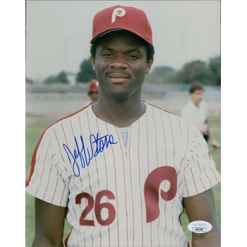 Jeff Stone Philadelphia Phillies Signed 8x10 Glossy Photo JSA Authenticated