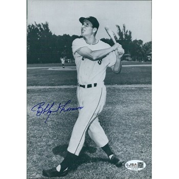 Bobby Thomson New York Giants Signed 6x8.5 Cardstock Photo JSA Authenticated Bobby Thomson New York Giants Signed 6x8.5 Cardstock Photo JSA Authenticated