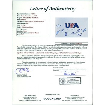 USA Baseball 2004 Signed 12x18 Glossy Photo by 8 JSA Authenticated Ramos Stubbs