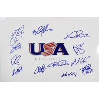 USA Baseball 2009 Signed 12x18 Glossy Photo by 12 JSA Authenticated Bauer Gray