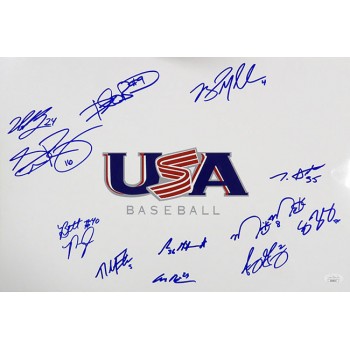 USA Baseball 2010 Signed 12x18 Glossy Photo by 12 JSA Authenticated Gray Miller