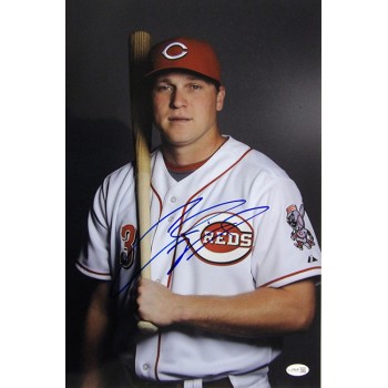 Chris Valaika Cincinnati Reds Signed 12x18 Glossy Photo JSA Authenticated