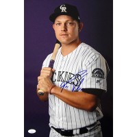 Pat Valaika Colorado Rockies Signed 12x18 Glossy Photo JSA Authenticated