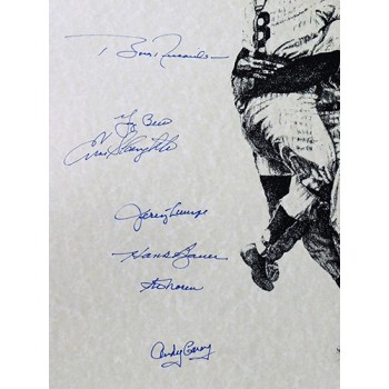 New York Yankees 1956 Team Signed 16x20 Lithograph Poster JSA Authenticated