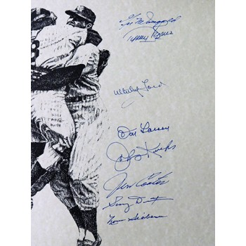 New York Yankees 1956 Team Signed 16x20 Lithograph Poster JSA Authenticated