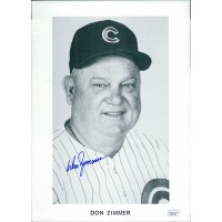 Don Zimmer Chicago Cubs Signed 8x11 Card Stock Photo JSA Authenticated